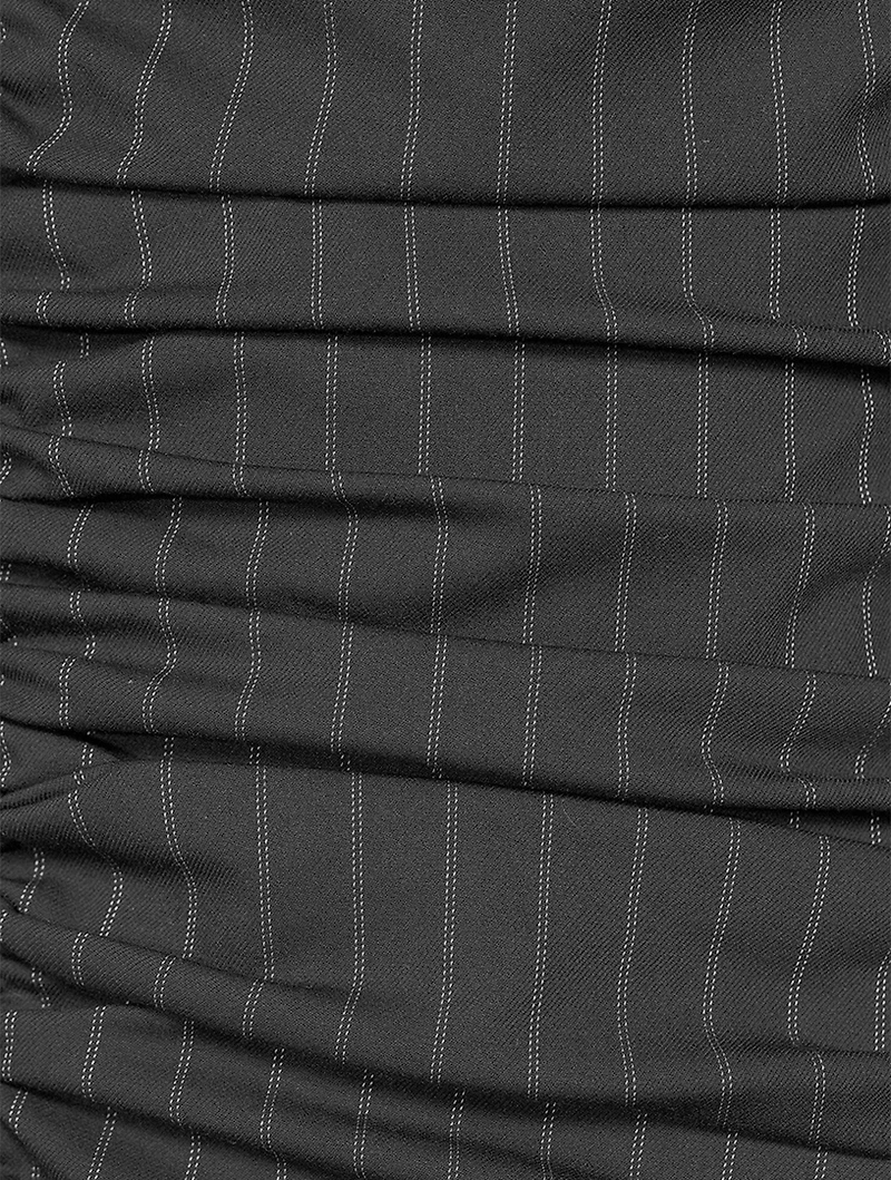 Ruched Midi Dress Pinstripe Print