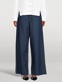 Wide-Leg Drawstring Jeans