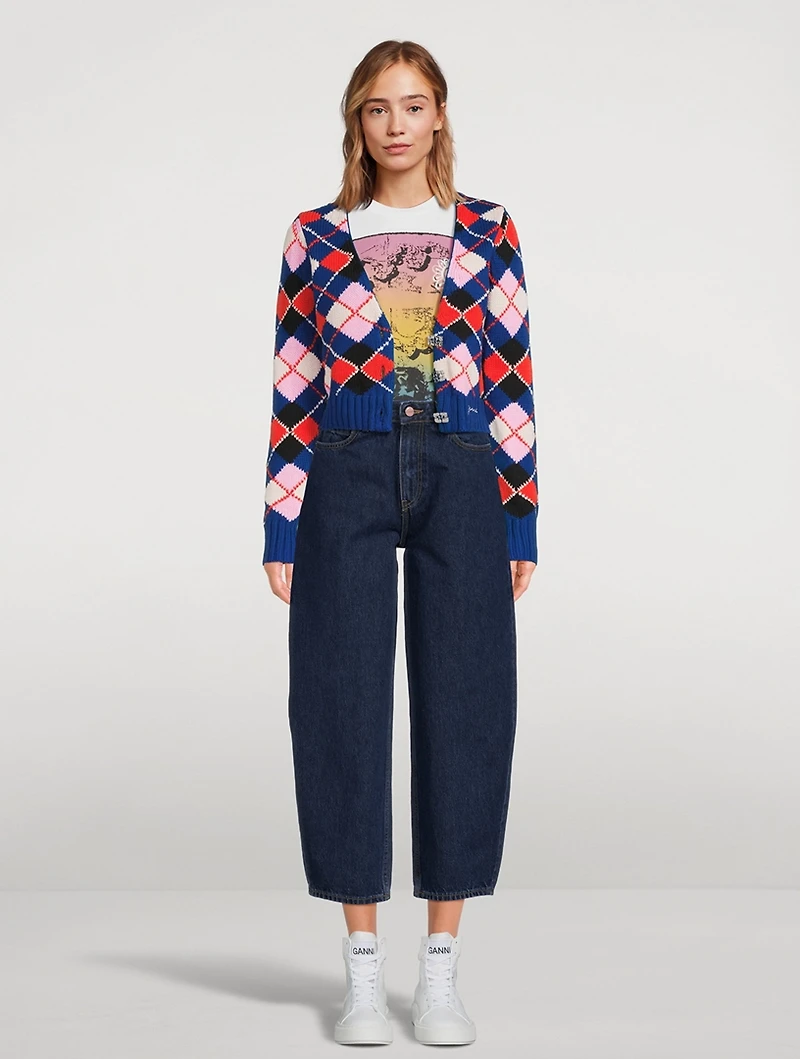 Argyle Jacquard Organic Cotton Cardigan