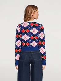 Argyle Jacquard Organic Cotton Cardigan