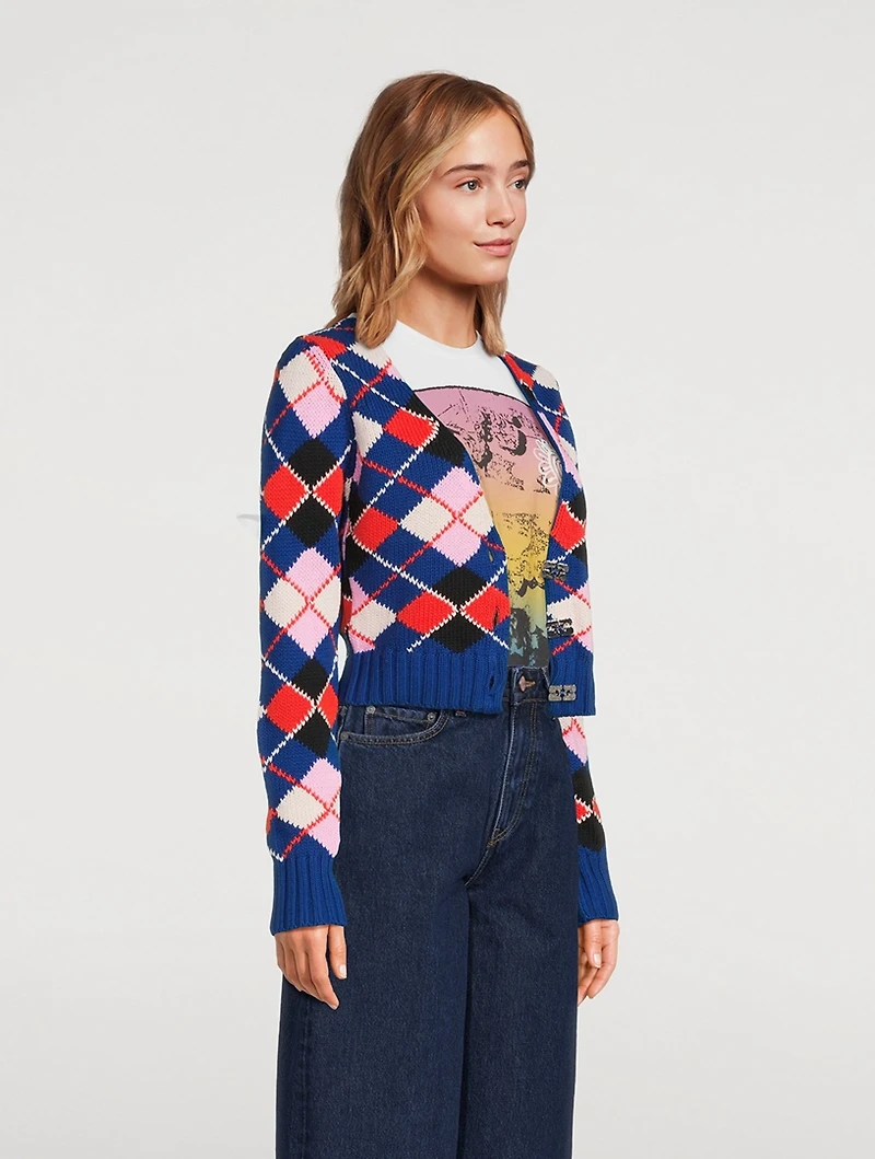 Argyle Jacquard Organic Cotton Cardigan