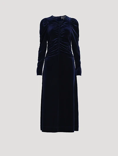 Ruched Velvet Jersey Maxi Dress