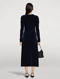 Ruched Velvet Jersey Maxi Dress