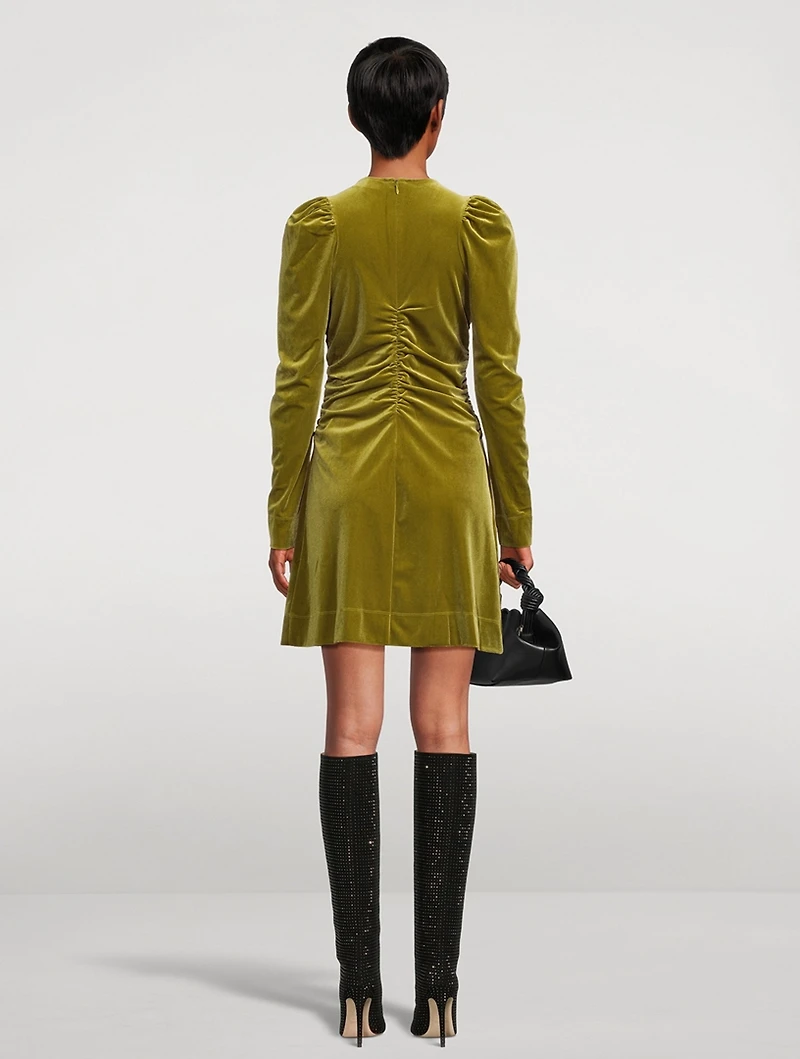 Ruched Velvet Jersey Mini Dress