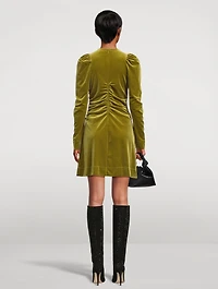 Ruched Velvet Jersey Mini Dress