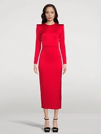 Mara Heart Satin Crêpe Midi Dress