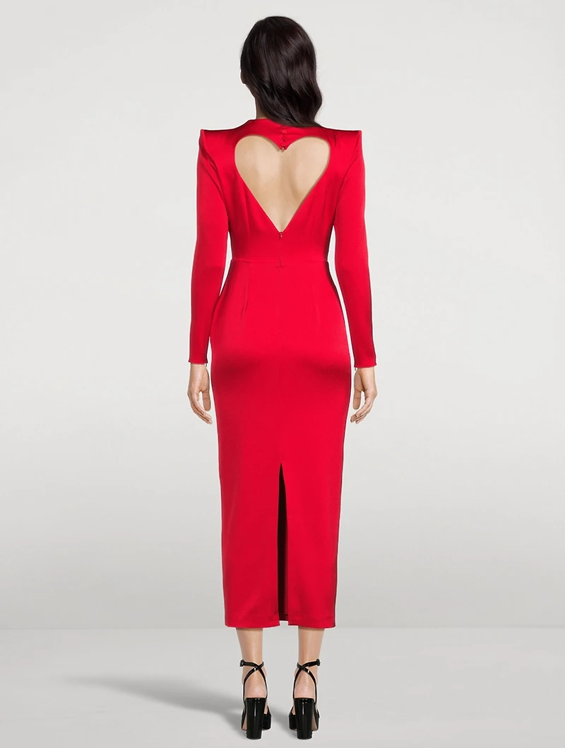Mara Heart Satin Crêpe Midi Dress