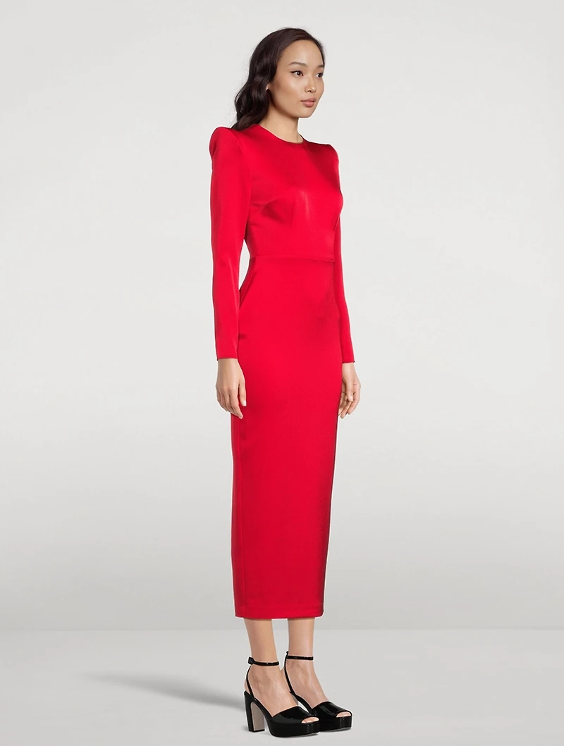 Mara Heart Satin Crêpe Midi Dress