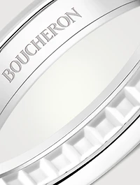 Small Quatre Double 18K White Gold Wedding Band With Hyceram