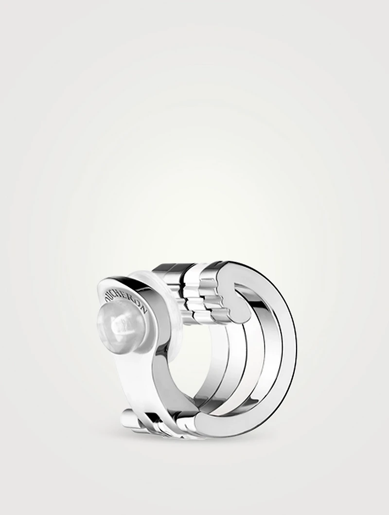 S Quatre 18K White Gold Single Clip Earring Double White Edition With Hyceram And Diamonds