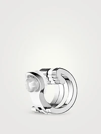 S Quatre 18K White Gold Single Clip Earring Double White Edition With Hyceram And Diamonds