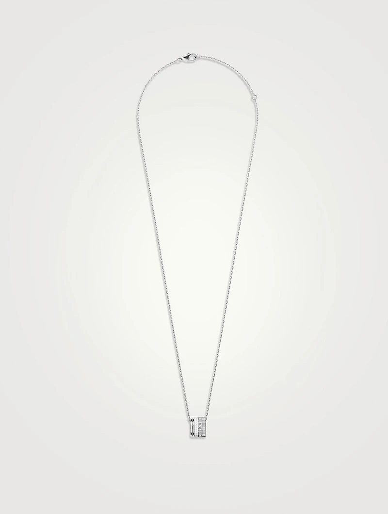 L Quatre Double White Edition 18K White Gold Pendant Necklace With White Hyceram And Diamonds
