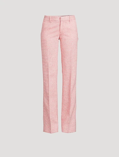 Sequin Tweed Straight-Leg Trousers