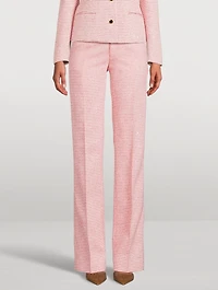 Sequin Tweed Straight-Leg Trousers