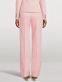 Sequin Tweed Straight-Leg Trousers
