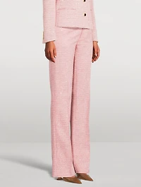 Sequin Tweed Straight-Leg Trousers