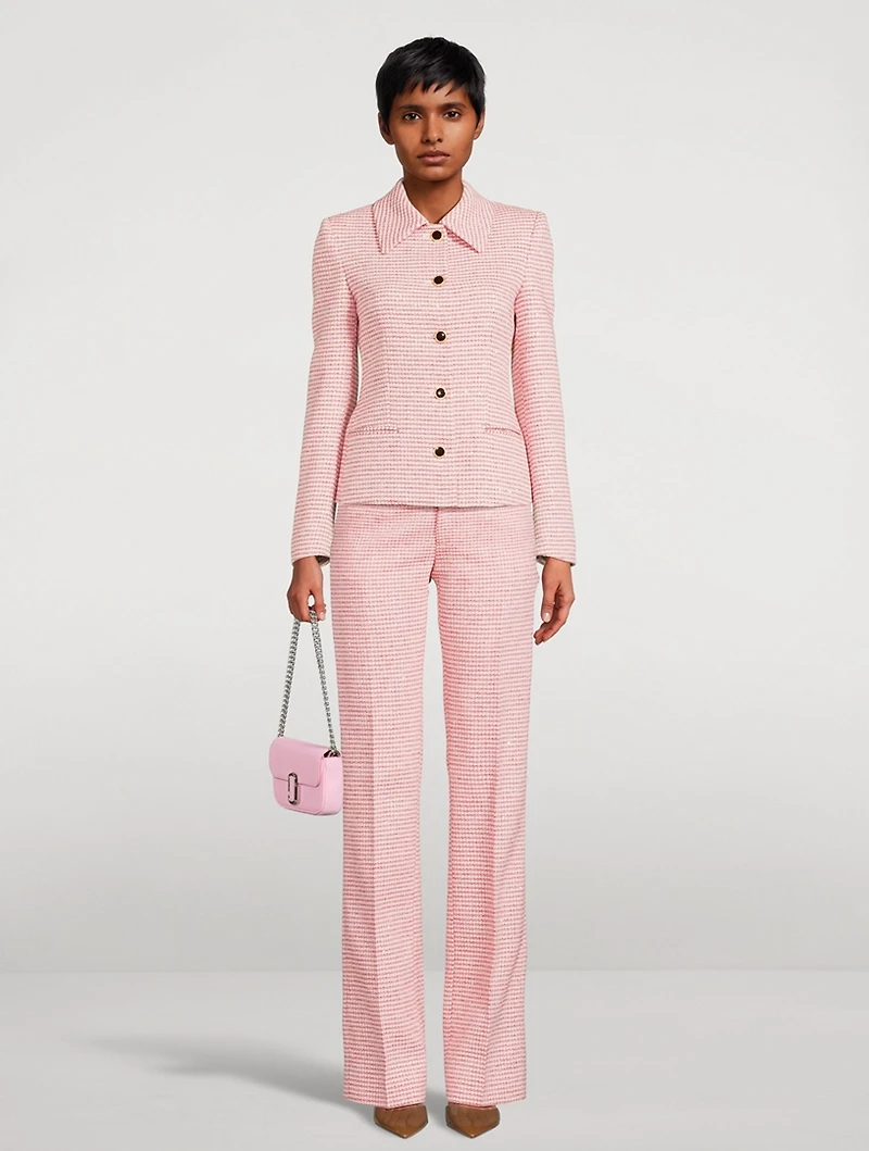 Sequin Tweed Straight-Leg Trousers