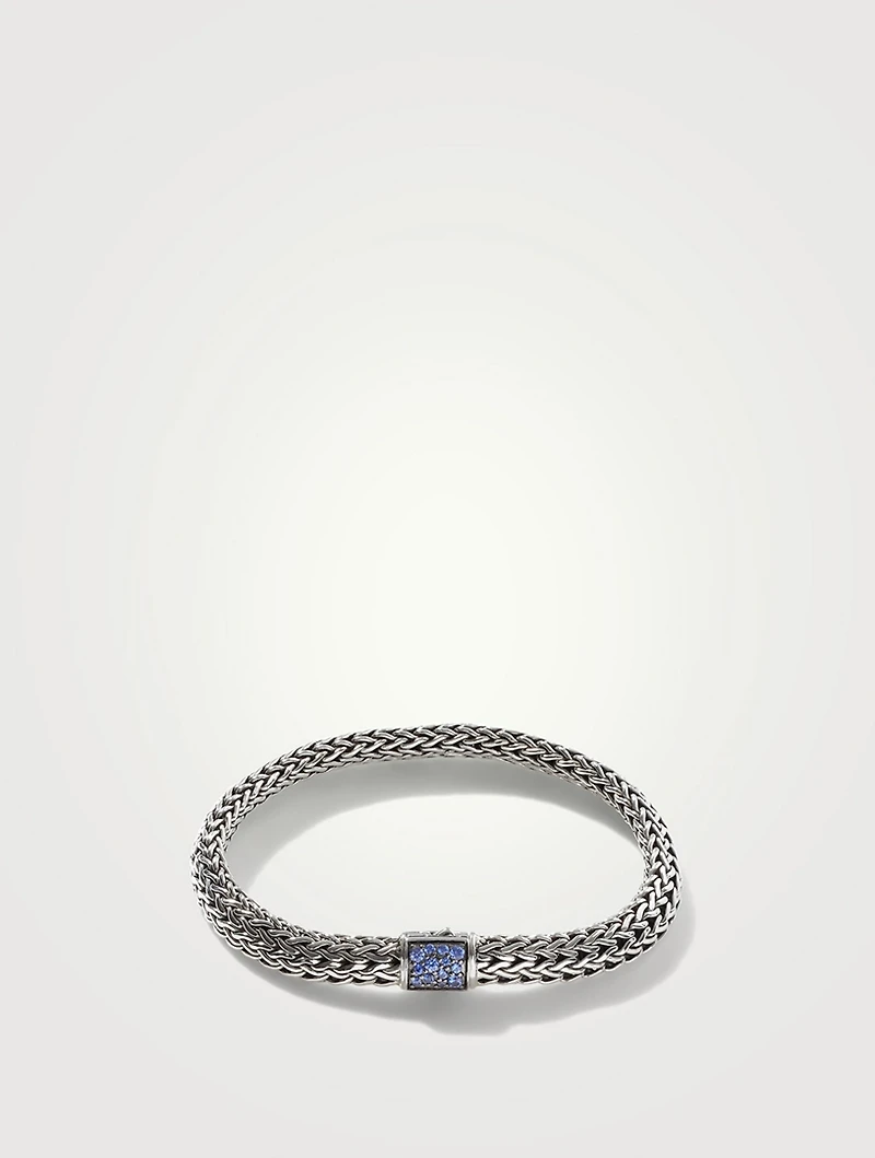 Classic Chain Reversible Bracelet With Blue Sapphire