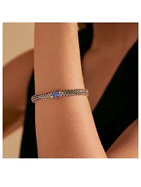 Classic Chain Reversible Bracelet With Blue Sapphire