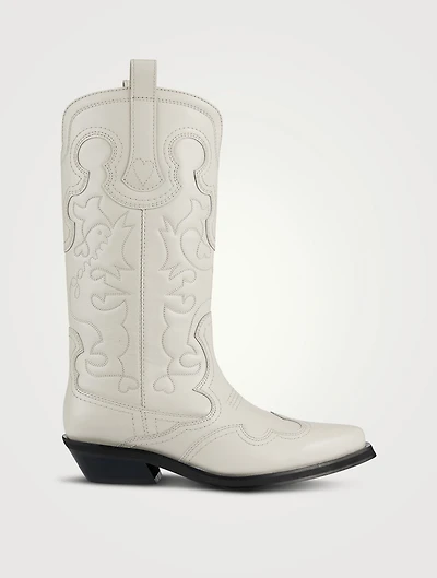 Embroidered Leather Western Boots