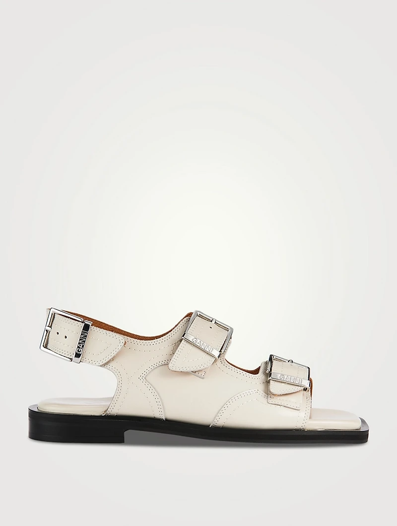 Embroidered Leather Western Slingback Sandals