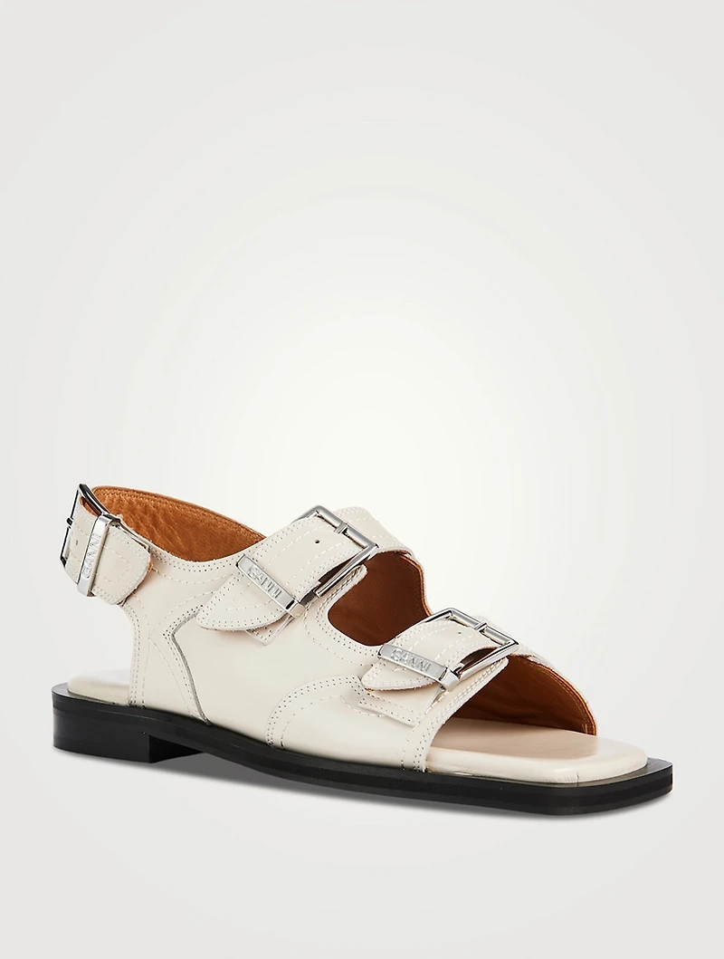 Embroidered Leather Western Slingback Sandals