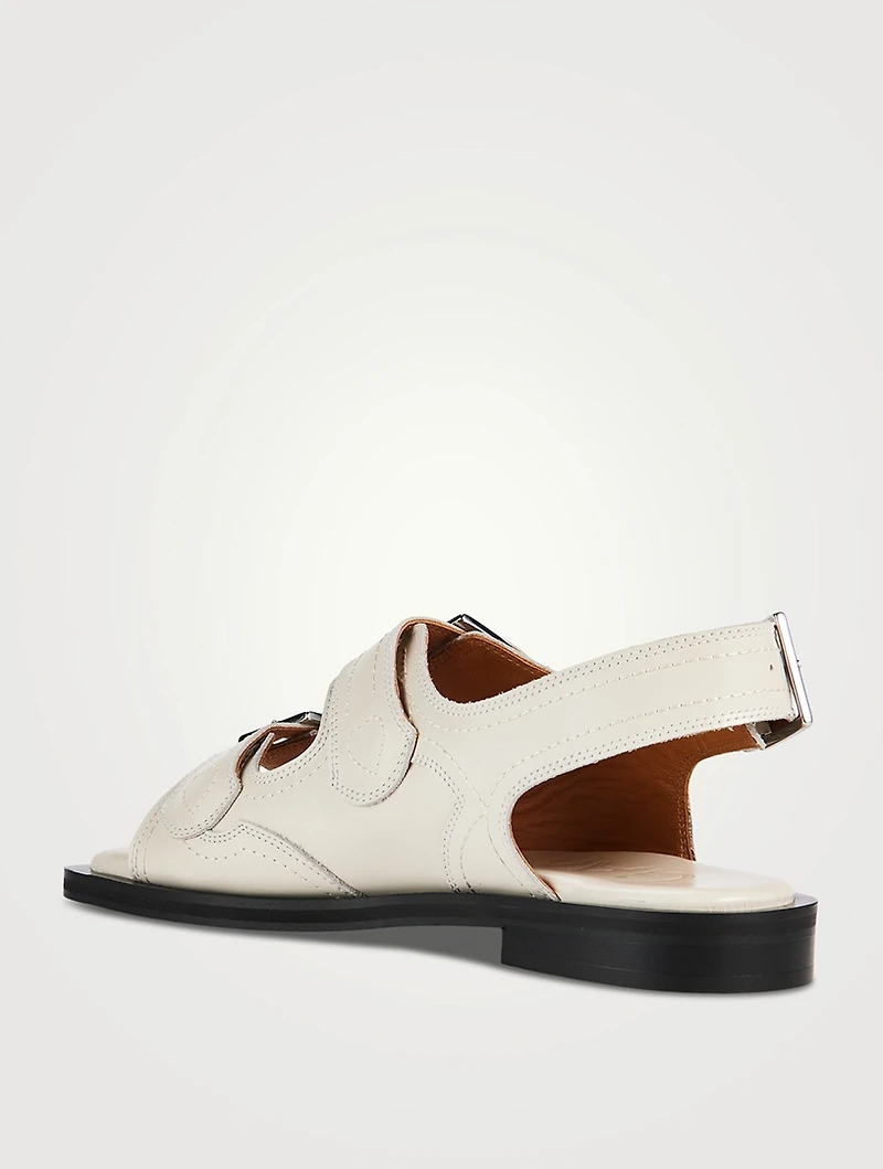 Embroidered Leather Western Slingback Sandals