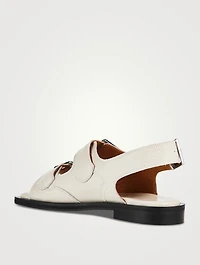 Embroidered Leather Western Slingback Sandals