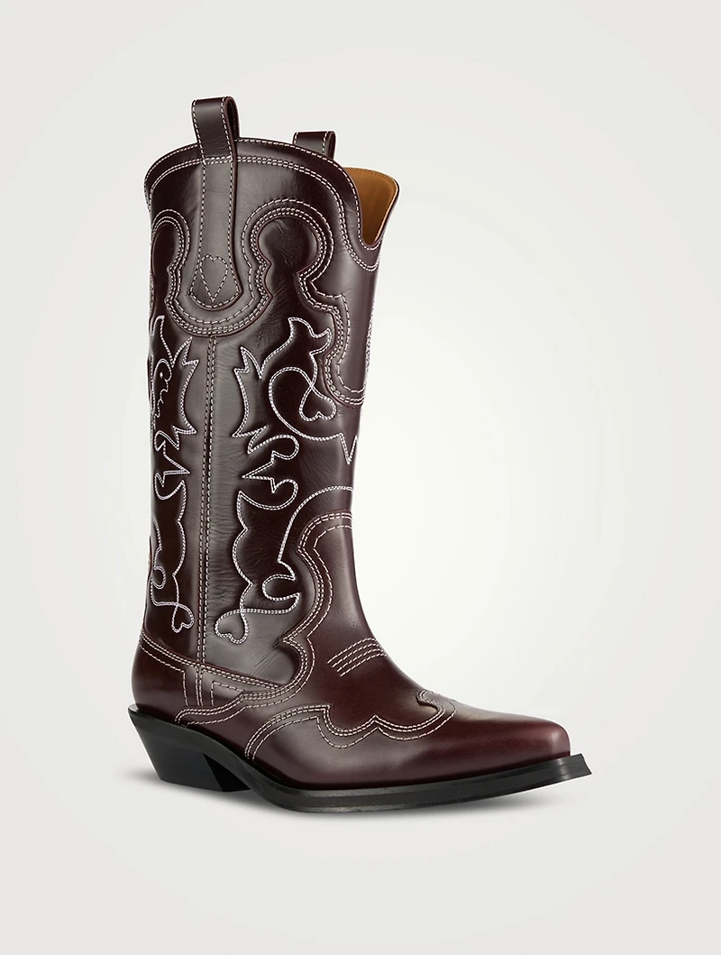 Embroidered Leather Western Boots