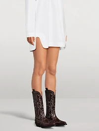 Embroidered Leather Western Boots