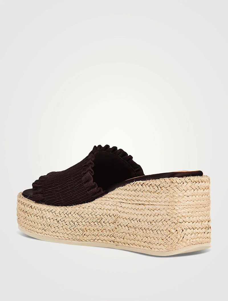 Smocked Espadrille Wedge Mules