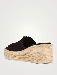 Smocked Espadrille Wedge Mules