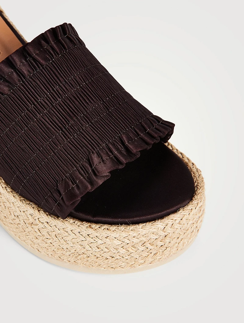 Smocked Espadrille Wedge Mules