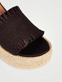 Smocked Espadrille Wedge Mules