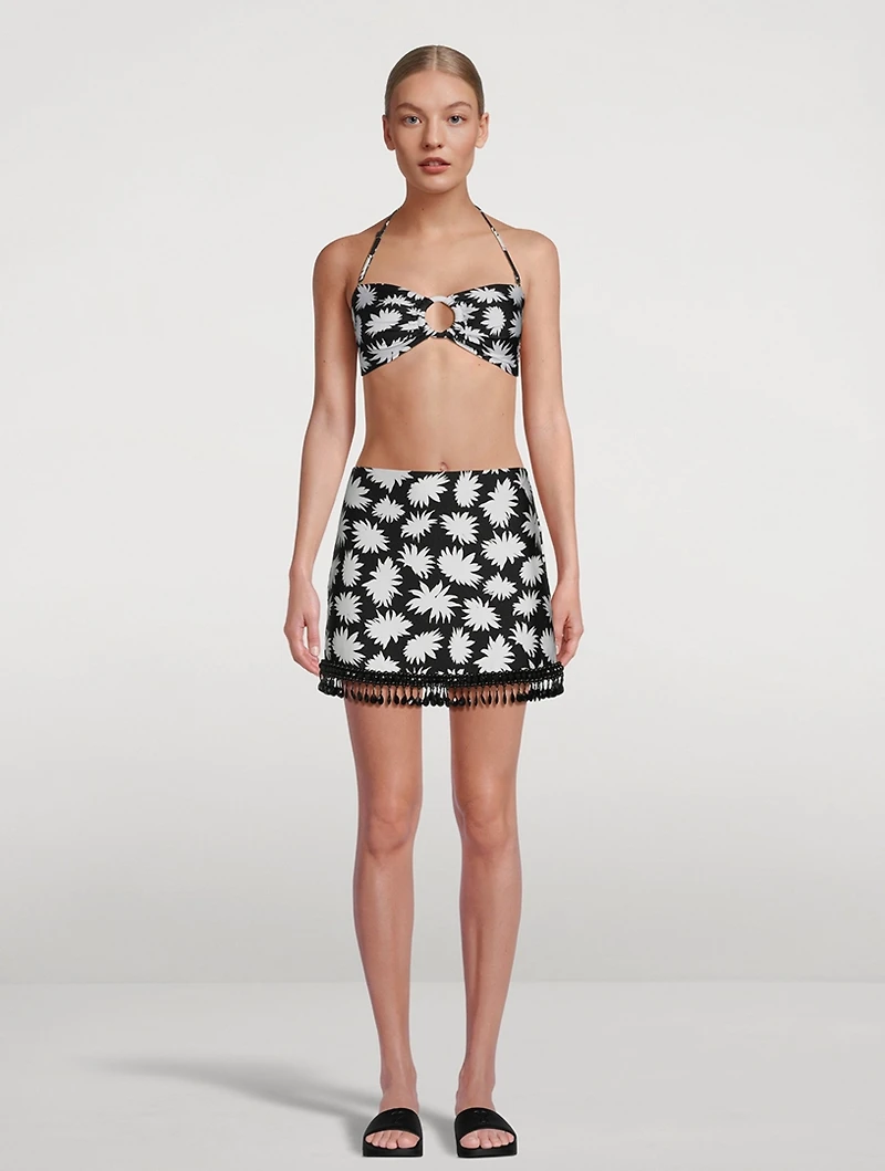 Dahlia Beaded Mini Skirt Floral Print