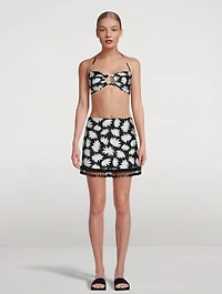 Dahlia Beaded Mini Skirt Floral Print