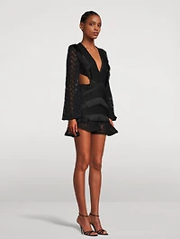 Fringe Cut-Out Mini Dress