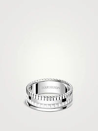 Small Quatre Double White Edition 18K Gold Ring With Hyceram