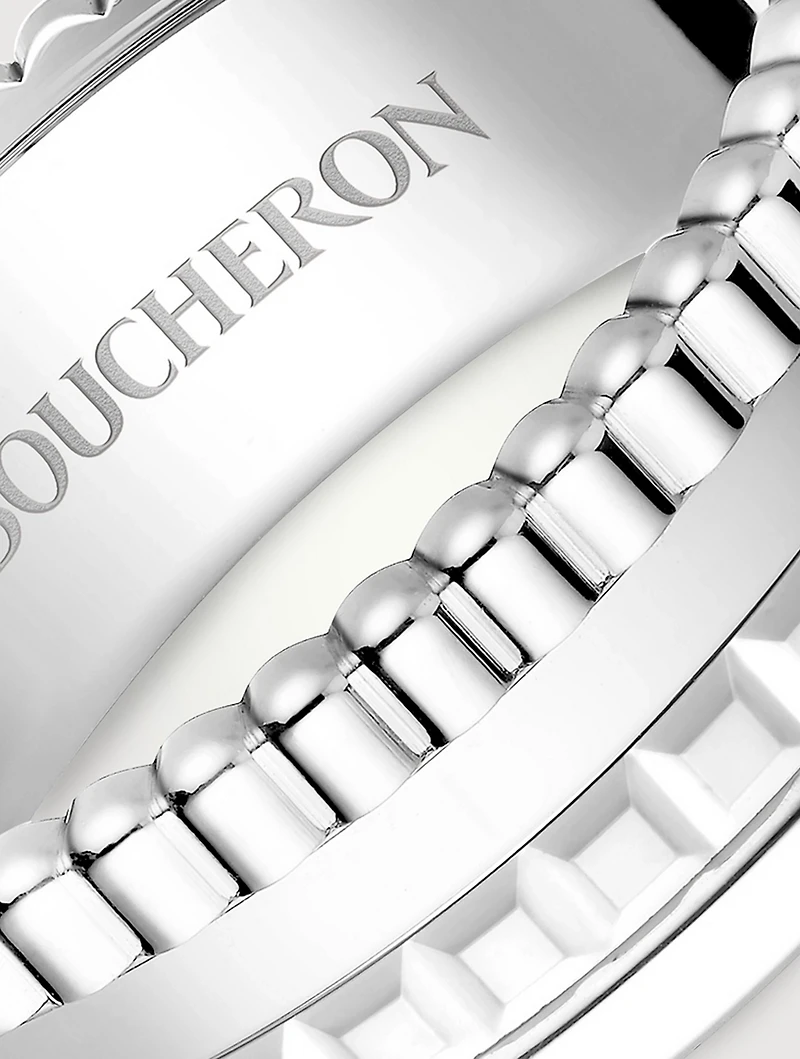 Small Quatre Double White Edition 18K Gold Ring With Hyceram