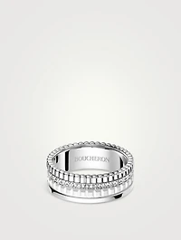 Quatre Double White Edition Gold Ring With Hyceram And Diamonds