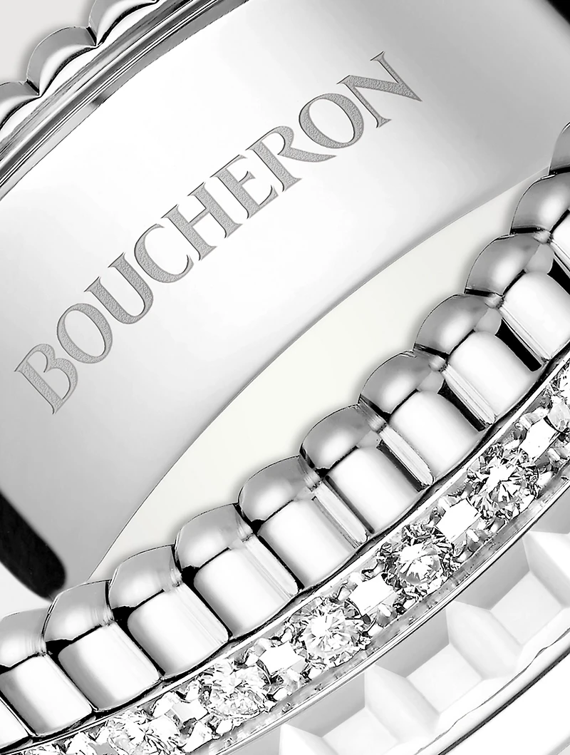 Quatre Double White Edition Gold Ring With Hyceram And Diamonds