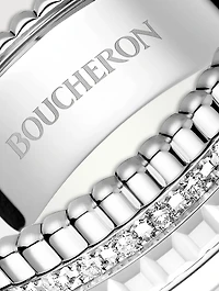 Quatre Double White Edition Gold Ring With Hyceram And Diamonds