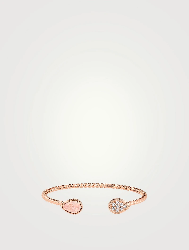 S Motif Serpent Bohème 18K Rose Gold Bracelet With Pink Quartz And Diamonds