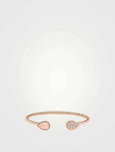 S Motif Serpent Bohème 18K Rose Gold Bracelet With Pink Quartz And Diamonds