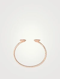 S Motif Serpent Bohème 18K Rose Gold Bracelet With Pink Quartz And Diamonds