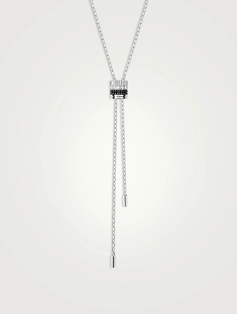 Mini Quatre Black Edition 18K White Gold Tie Necklace With Black PVD And Diamonds