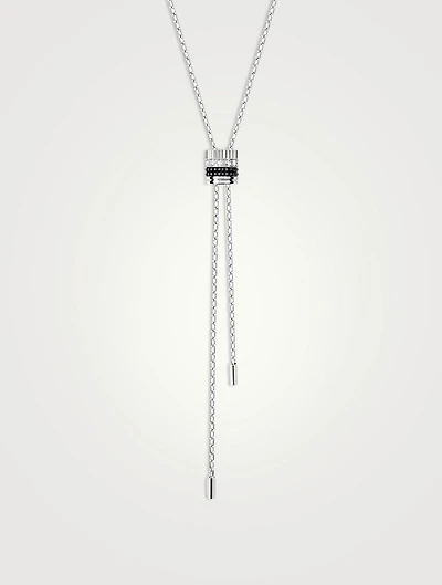 Mini Quatre Black Edition 18K White Gold Tie Necklace With Black PVD And Diamonds