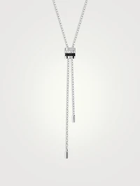 Mini Quatre Black Edition 18K White Gold Tie Necklace With Black PVD And Diamonds