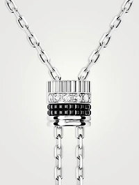 Mini Quatre Black Edition 18K White Gold Tie Necklace With Black PVD And Diamonds