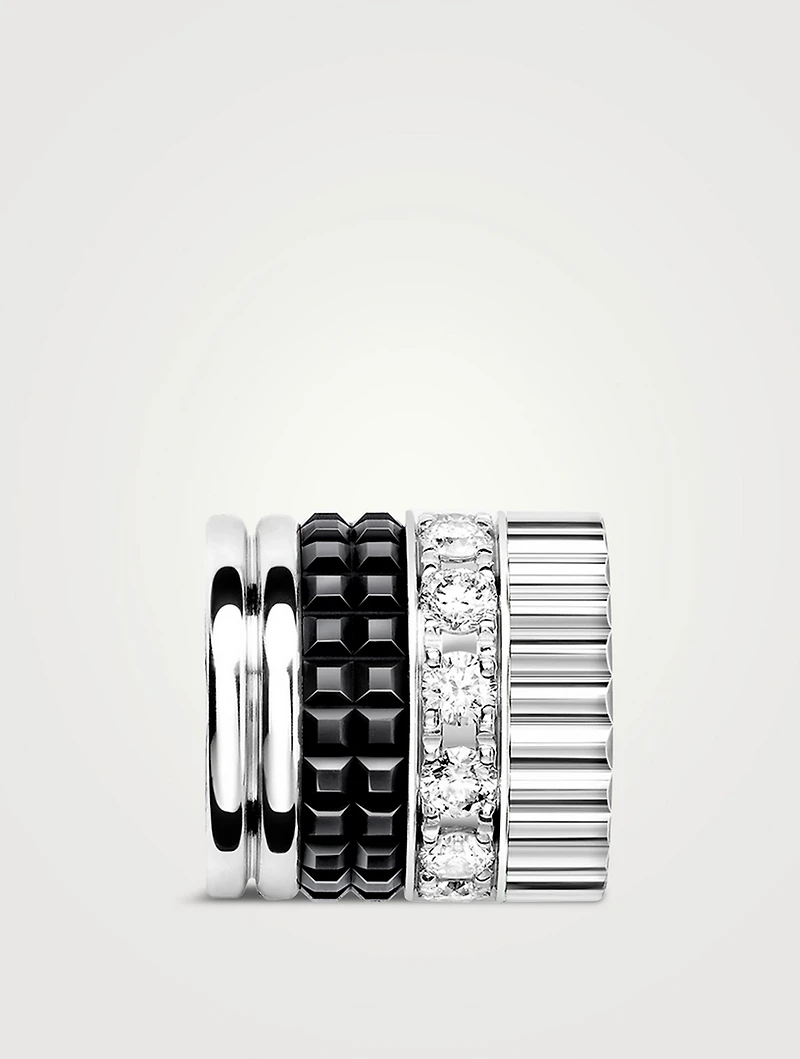 Mini Quatre Black Edition 18K White Gold Tie Necklace With Black PVD And Diamonds